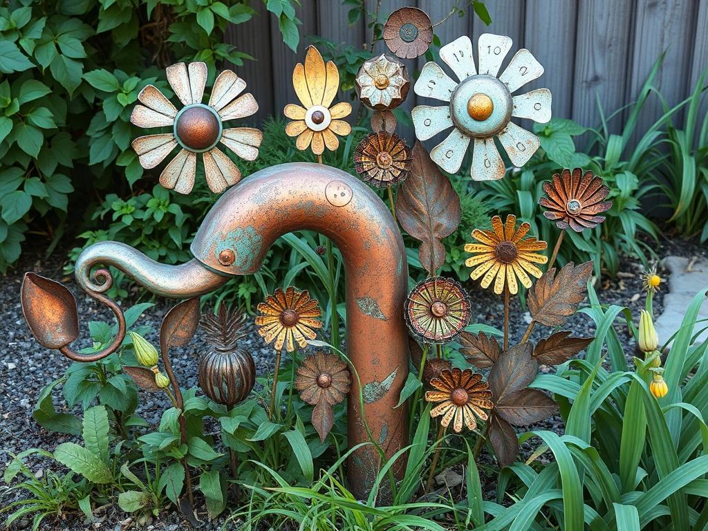     Creating garden art with scrap metal.. Nachhaltigkeit und Umweltbewusstsein bei Gartenkunst aus Schrottmetall
