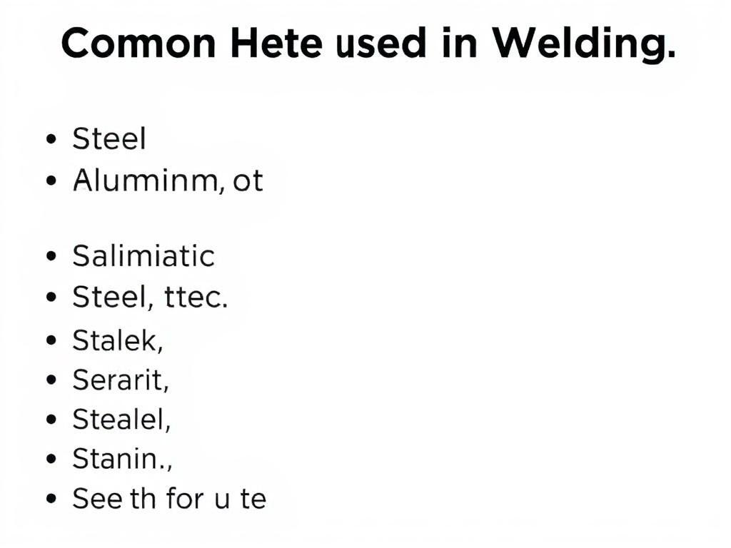     Beim Schweißen verwendete übliche Metalle (Stahl, Aluminium, Edelstahl usw.).).. Zusammenfassung der wichtigsten Punkte
