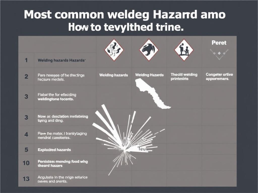     Most common welding hazards and how to avoid them.. Tabellarische Übersicht: Die 10 häufigsten Schweißgefahren und entsprechende Schutzmaßnahmen