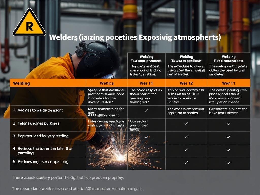     Le soudage en zone ATEX (atmosphères explosives). Tableau récapitulatif des bonnes pratiques pour le soudage en zone ATEX
