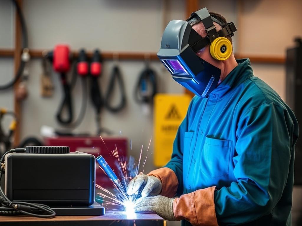     Equipo de protección individual (EPI) completo para un soldador.. Anexos prácticos: plantillas, tablas y recursos