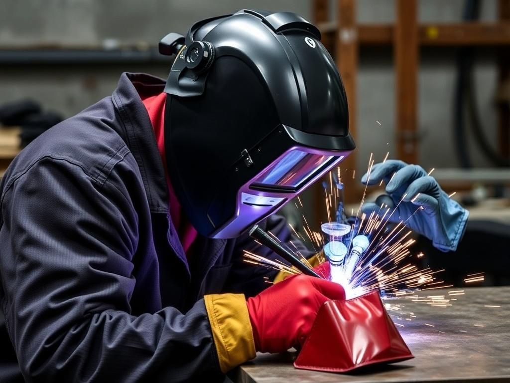     Equipo de protección individual (EPI) completo para un soldador.. Formación y mejores prácticas: no basta con dar el EPI, hay que enseñar a usarlo