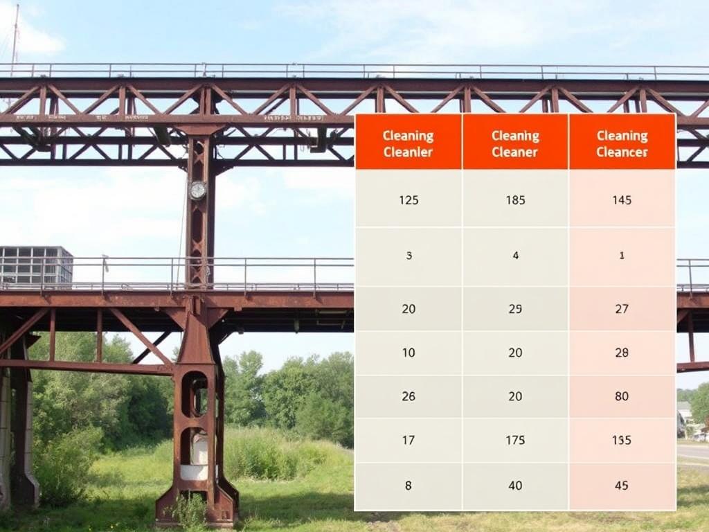     Restaurierung alter Stahlkonstruktionen.. Tabla de ejemplo: comparación de técnicas de limpieza